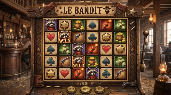 Bannerbild des Le Bandit Spiels mit Symbolen